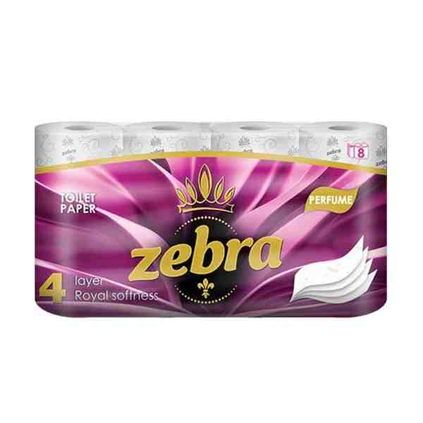 Zebra – Hârtie igienică Royal Perfume, 4 straturi, 8 role