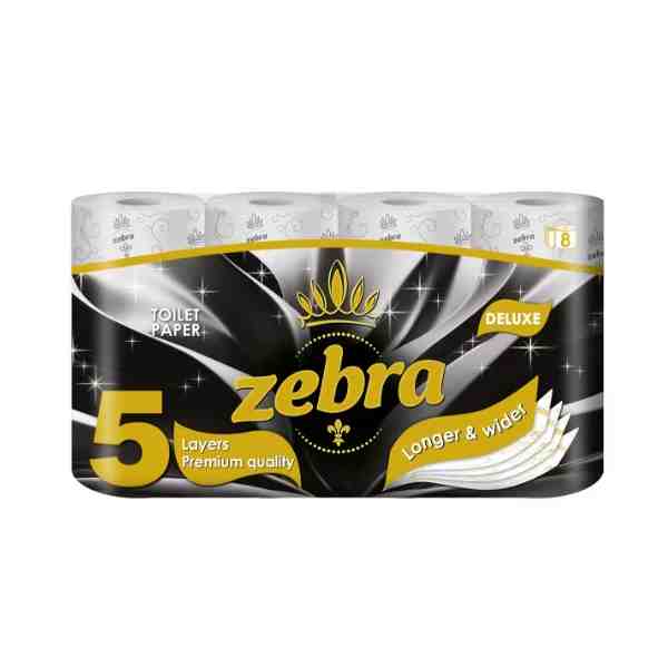 Zebra – Hârtie igienică Royal Deluxe, 5 straturi, 8 role