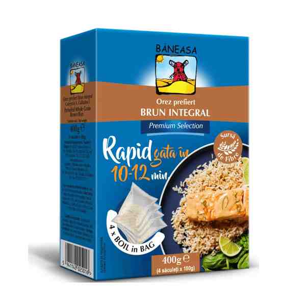 Băneasa - Orez boil-in-bag prefiert brun integral 400 gr.