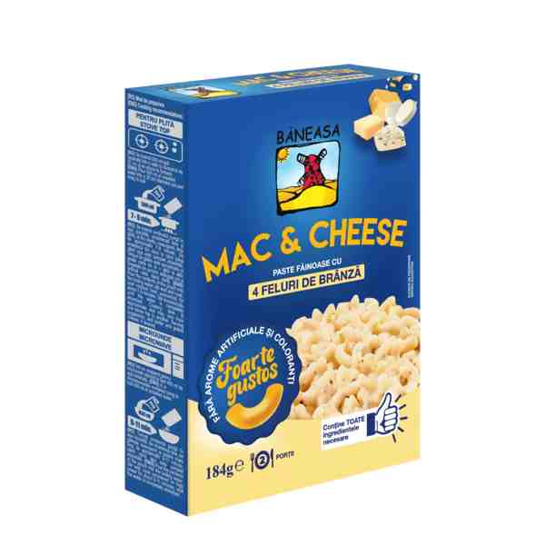 Băneasa - Paste MAC & CHEESE cu 4 feluri de brânză 184 gr.