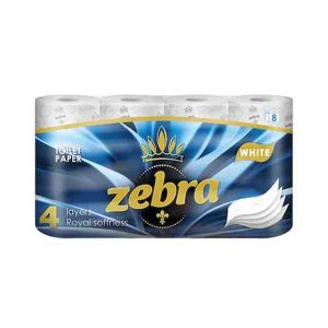 Zebra – Hârtie igienică White, 4 straturi, 8 role