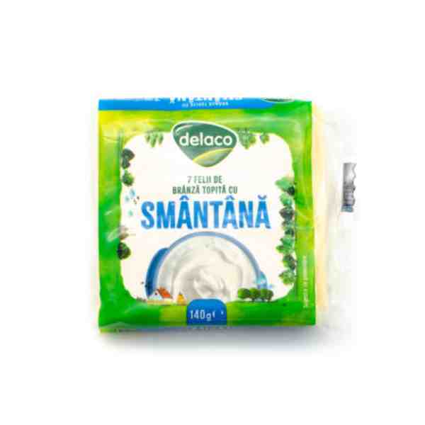 Delaco - Brânză topită felii cu smântână 140 gr.
