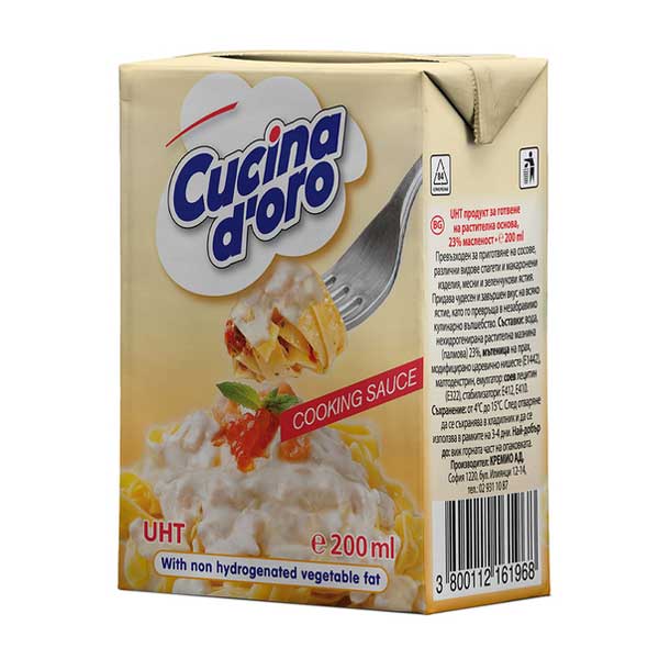 Cucina D’Oro - Smântână vegetală pentru gătit 200 ml.