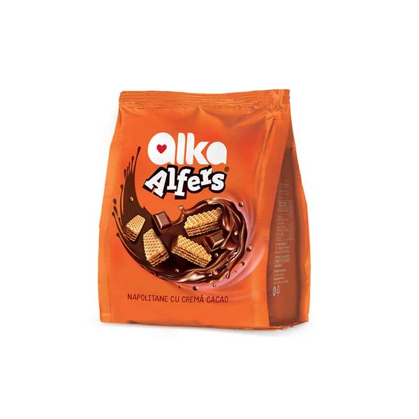 Alka – Napolitane cu cremă de cacao Alfers 180 gr.