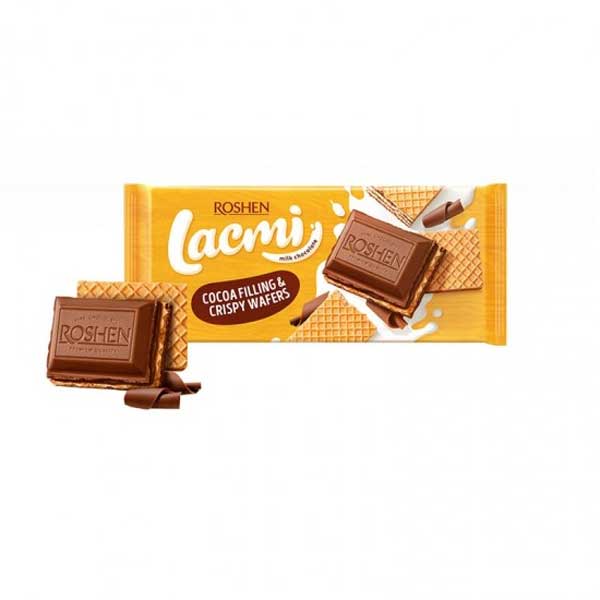 Roshen – Ciocolată cu lapte, cacao și vafe Lacmi 90 gr.