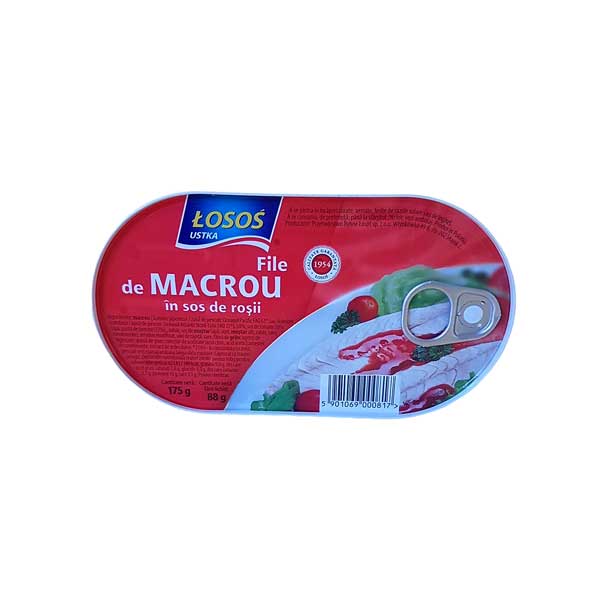 Losos – Macrou file în sos de roșii 175 gr.