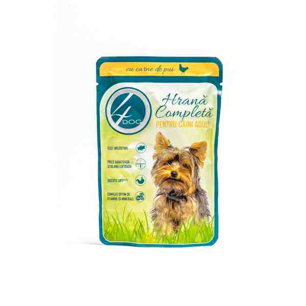 4 Dog - Hrană umedă pentru câini cu pui 100 gr.