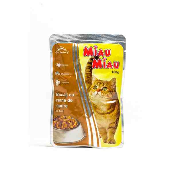 Miau Miau - Hrană umedă pisici cu iepure 100 gr.