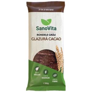 SanoVita - Rondele din grâu expandat glazură cacao 66 gr.
